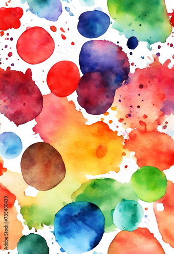 Wallpaper Mural Watercolor stain splash splatter brush stroke on white background. Modern vibrant aquarelle round spot. Bright colorful rainbow colors on white.
 Torontodigital.ca