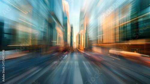 Hi-tech abstract background, cityscape of skyscrapers of Moscow City Zooming © Eric