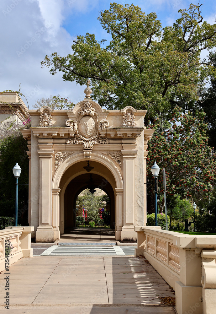 Fototapeta premium Classic Italian Renaissance architecture featured on formal garden gateway entrance