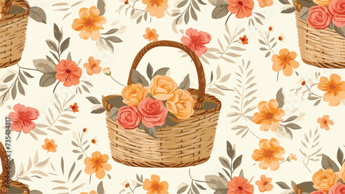 Vintage Cottagecore basket flowers.