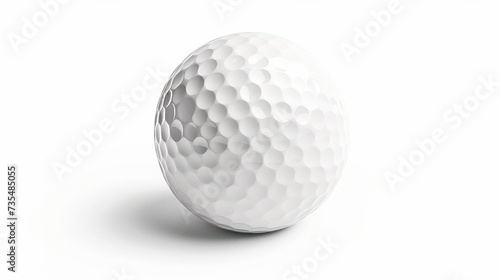 A single white golf ball placed against a white background, complete with a clipping path for easy isolation