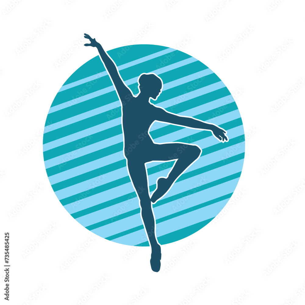 Silhouette of a female ballet dancer in action pose. Silhouette of a ballerina girl dancing pose.
Silhouette of a female ballet dancer in action pose. Silhouette of a ballerina girl dancing pose.