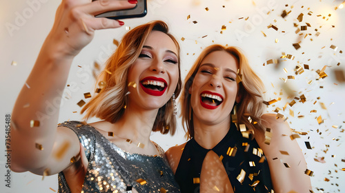 Two women taking a selfie during a celebration
