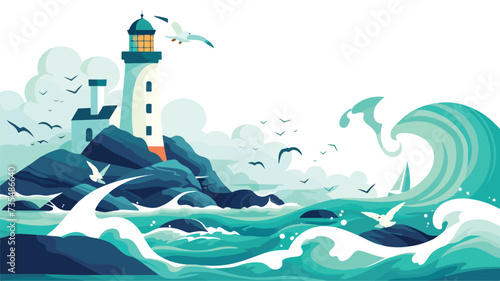 lighthouse on the sea