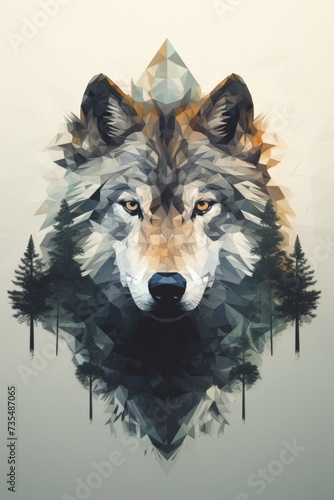 portrait of a wolf with gemeotrical elements.  © CreativeCreations