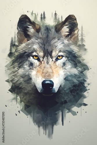 portrait of a wolf with gemeotrical elements.  © CreativeCreations