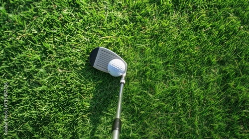 A golf club and ball nestled in the grass