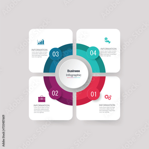 Infographic vector, graph. presentation. Business concept, parts, steps, processes. Infographic data visualization. Startup template. - Vector