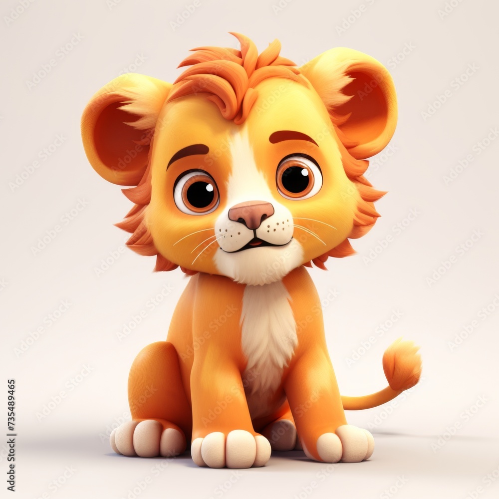 young lion. icon like 3D rendering character. young lion. icon like 3D rendering character.