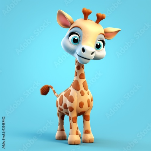 funny cartoon character. young giraffe. 