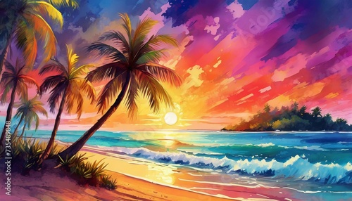Tropical Paradise at Sunset © RAYNAN
