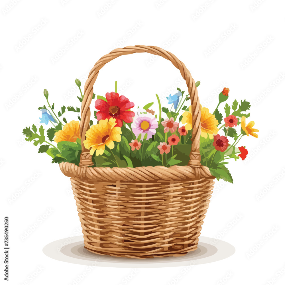 easter basket with flowers