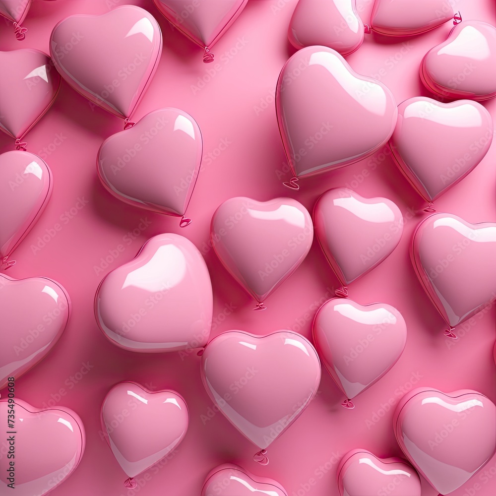 Love in the Air: Bunch of Pink Heart-Shaped Balloons for Valentine's Day
