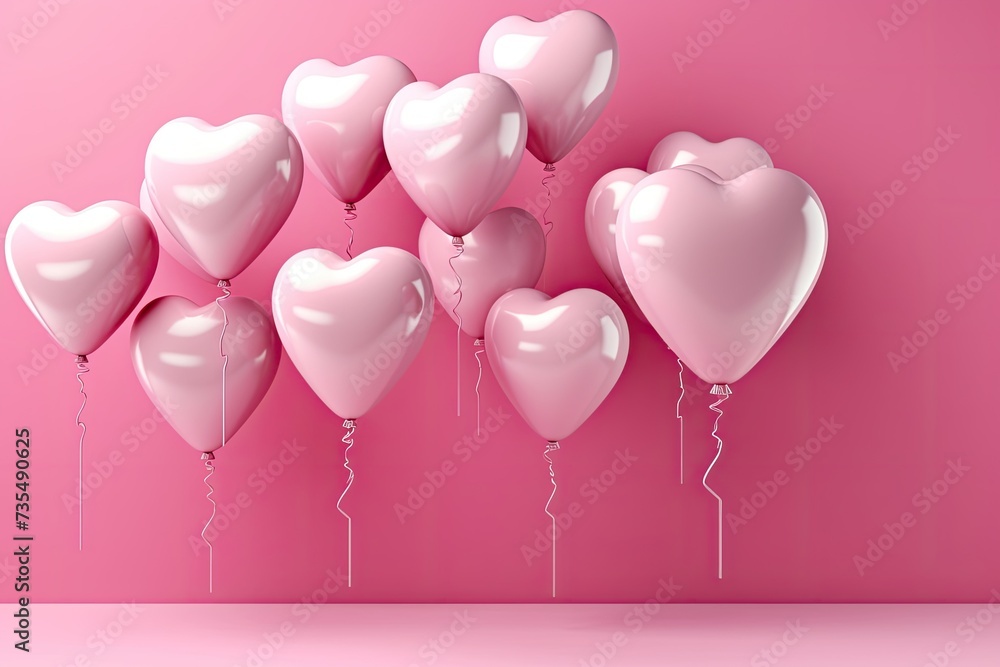 Love in the Air: Bunch of Pink Heart-Shaped Balloons for Valentine's Day
