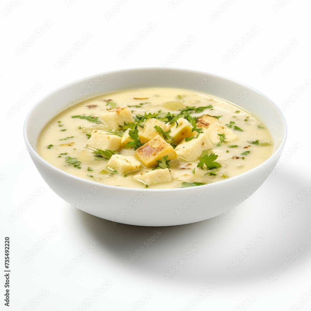 Paneer soup closeup