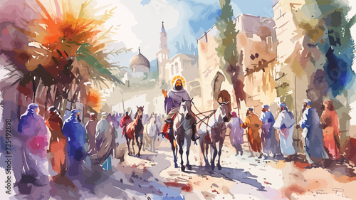Jesus entering in Jerusalem.
