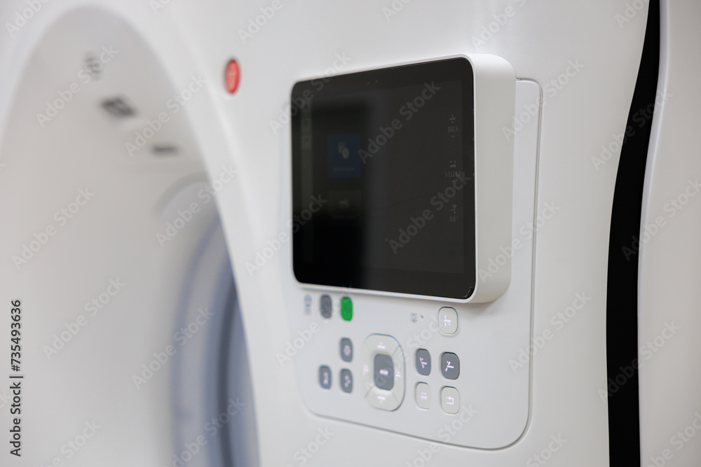Tomograph monitor or display. Background with selective focus and copy space Tomograph monitor or display. Background with selective focus and copy space