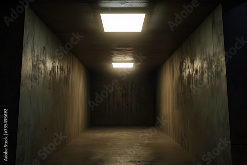 Elegant minimalist design of a wooden corridor with diffused lighting © BraveSpirit
