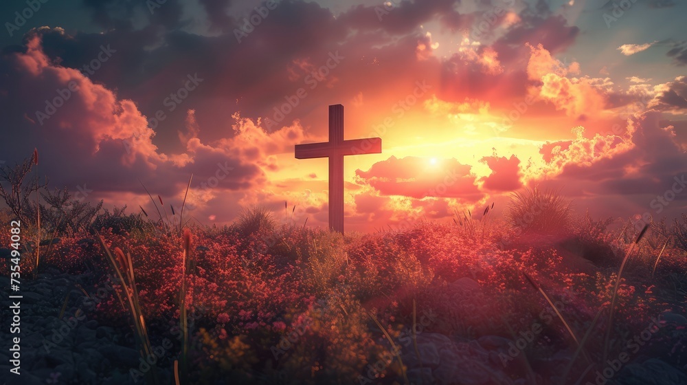 Fototapeta premium Background image for the church office: The Cross symbol of God, christian, easter and funeral.