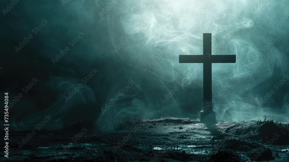 Background image for the church office: The Cross symbol of God, christian, easter and funeral.