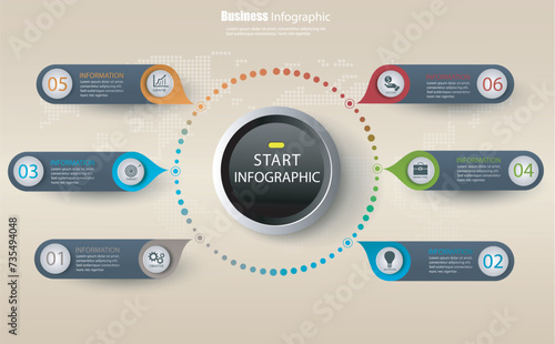 Six Stage Process Cycle Business Infographic