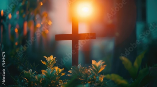 Background image for the church office: The Cross symbol of God, christian, easter and funeral.