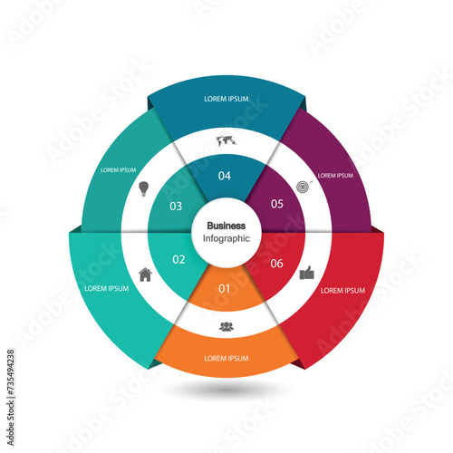 Six Stage Process Cycle Business Infographic