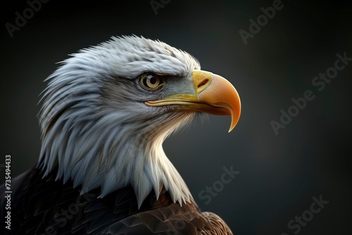 eagle portrait on black background  highly detailed - generative ai