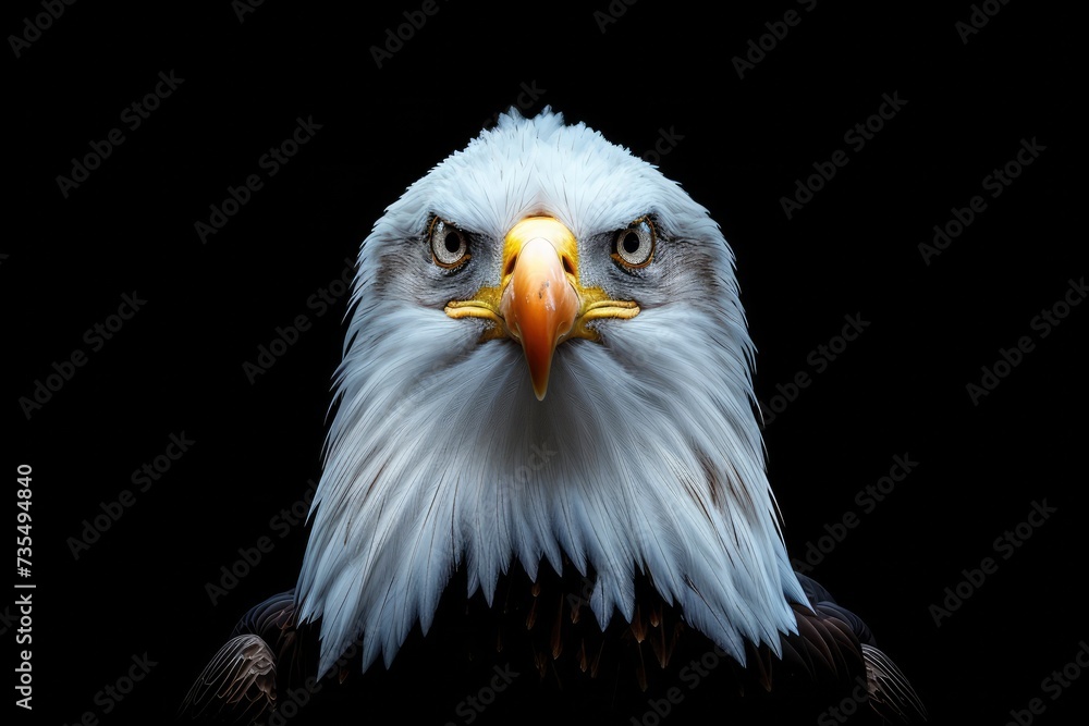 eagle portrait on black background, highly detailed - generative ai eagle portrait on black background, highly detailed - generative ai