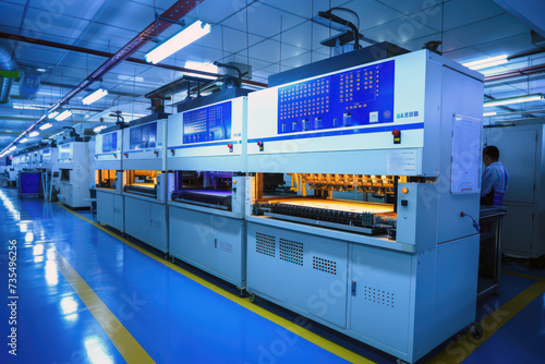 High-tech electronics production line at an industrial facility