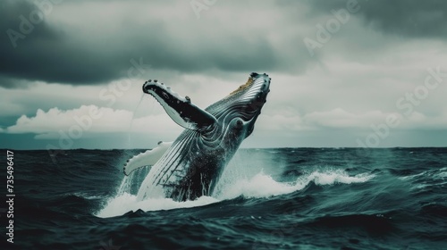 Magnificent Humpback Whale Leaping in the Ocean
