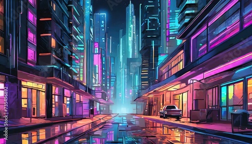neon streets of the futuristic city