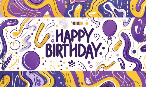 happy birthday card with a balloon on the greeting card Generative AI © SKIMP Art
