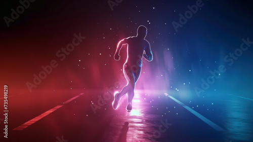 Futuristic runner in neon tunnel © BraveSpirit