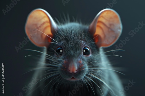 mouse portrait on black background, highly detailed - generative ai