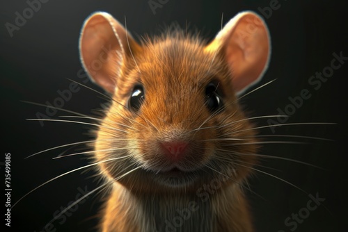 mouse portrait on black background, highly detailed - generative ai