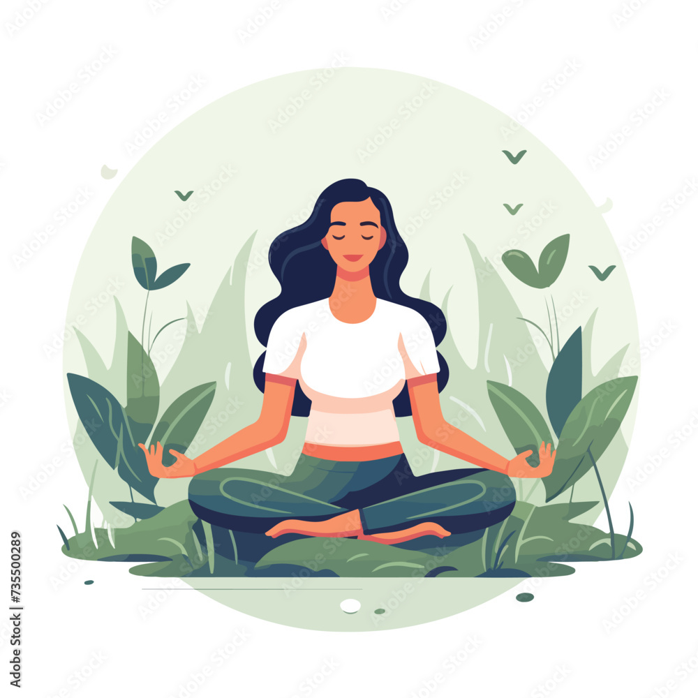 Woman doing yoga cartoon illustration.