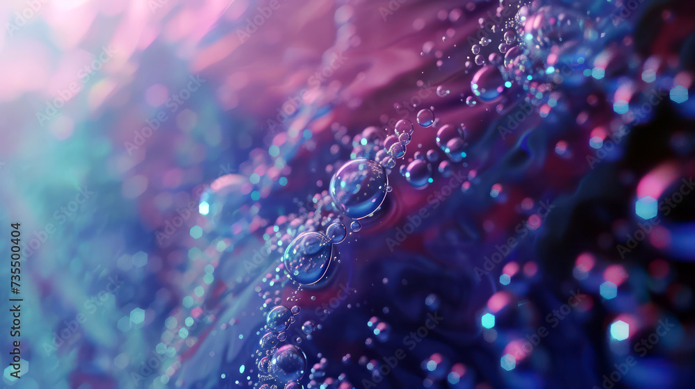 Sparkling water drops with blue bokeh light reflections Sparkling water drops with blue bokeh light reflections