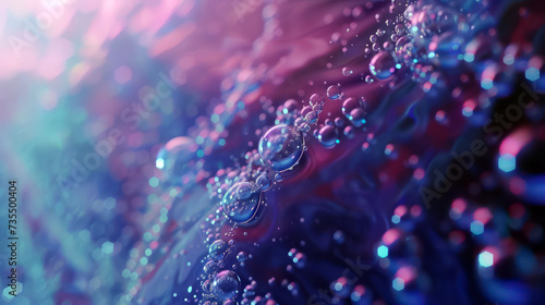 Sparkling water drops with blue bokeh light reflections