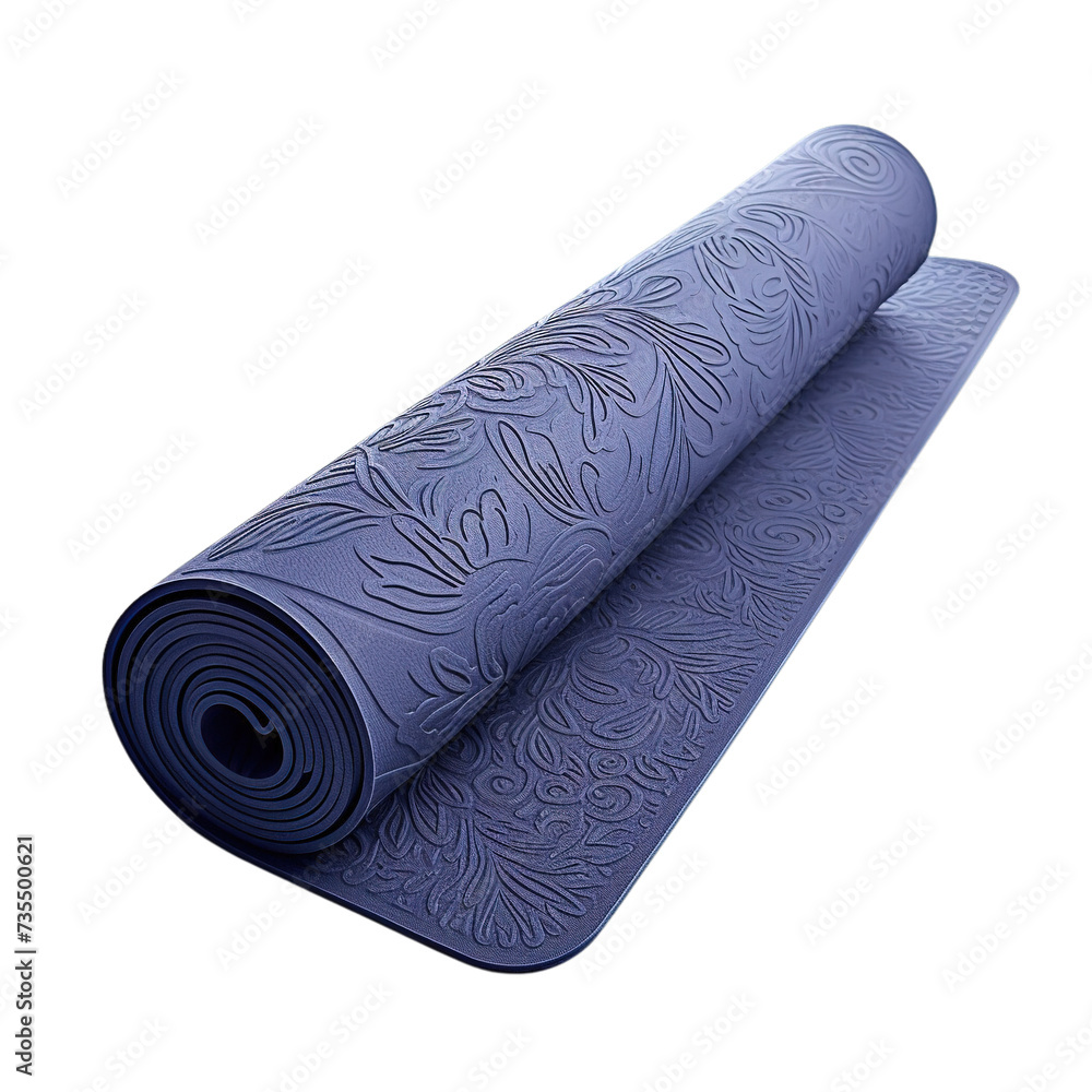 Isolated navy blue Yoga Mat - Transparent Background, High-Quality Image, Exercise Mat, Fitness Gear, Workout Mat, Yoga Equipment