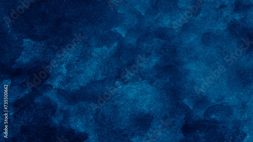 Black dark navy abstract pattern watercolor. Artistic background. Stain splash rough daub grain grunge. Water liquid fluid. Like a dramatic night sky with clouds. Space. Design. Template. 