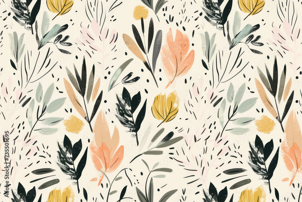 Fototapeta premium Abstract seamless tile wallpaper pattern, hand-drawn style
