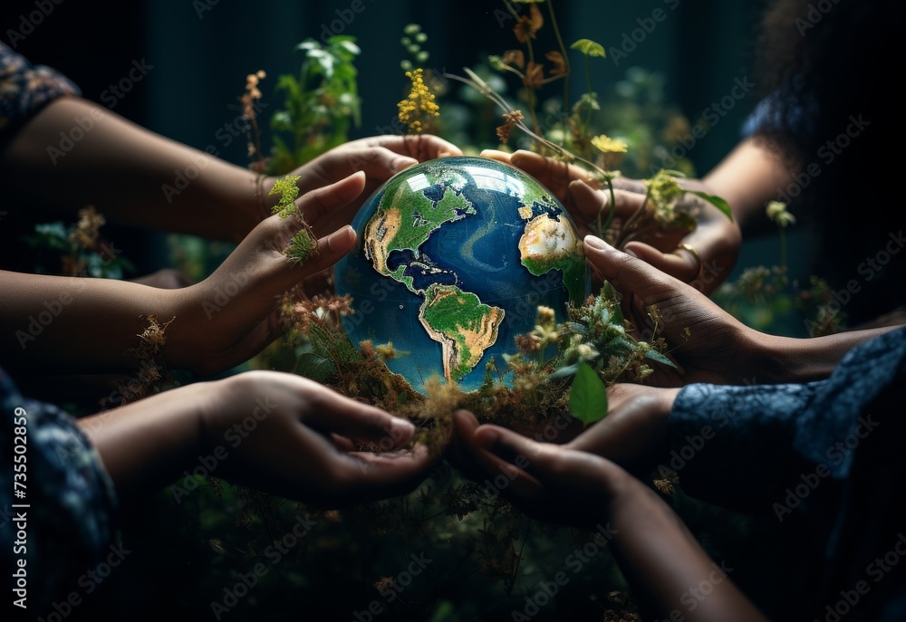 Group of People Holding a Globe