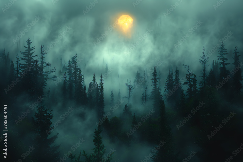 Misty forest, Misty forest background Misty forest, Misty forest background