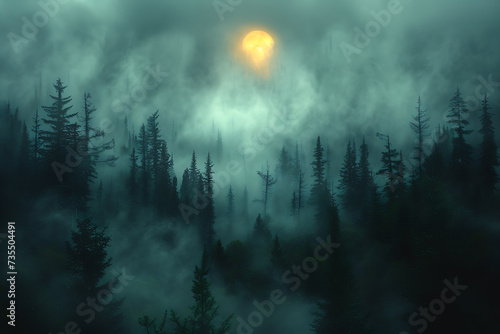 Misty forest, Misty forest background