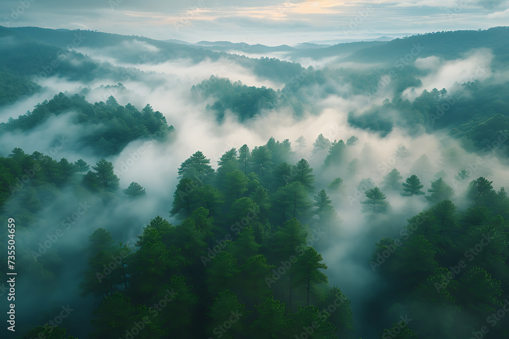 Misty forest, Misty forest background Misty forest, Misty forest background