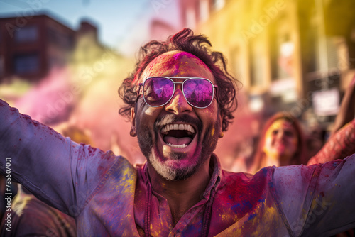 Happy Indian Man Celebrating Holi 