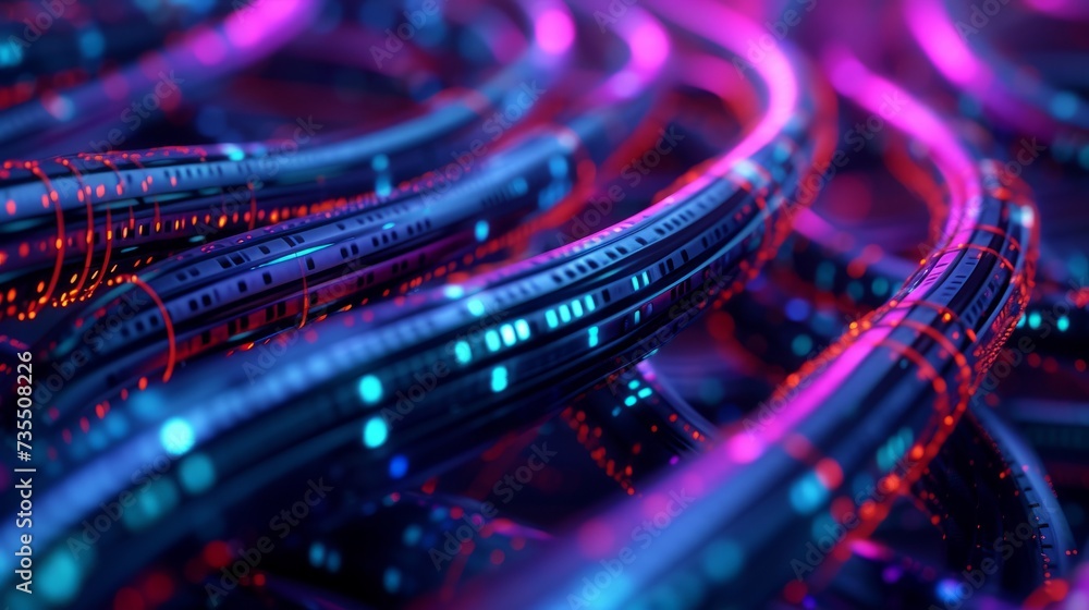 Neon Cables Examples close up dark image of several cables wrapped in neon colored wire ...