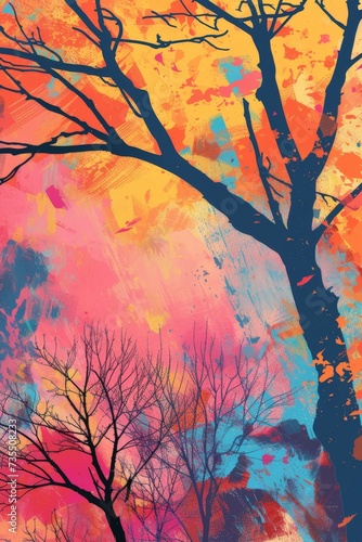 Bright Bold Colors Spring Pop Art Background created with Generative AI Technology © Sentoriak