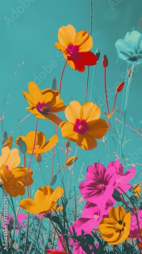 Bright Bold Colors Spring Pop Art Background created with Generative AI Technology